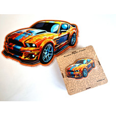 Пазл дерев'яний фігурний Muscle Car Yellow 25х25 см FWP-015