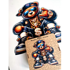 Пазл дерев'яний фігурний Hip Hop Teddy Bear 25х25х см FWP-020