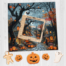 Пазл дерев'яний фігурний Halloween на околицях міста 40х40 см HLW-004