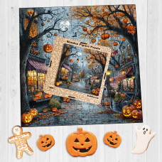 Пазл дерев'яний фігурний Нічна атмосфера Halloween 40х40 см HLW-009