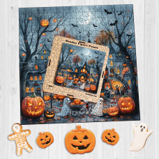 Пазл дерев'яний фігурний празнування Halloween 40х40 см HLW-012