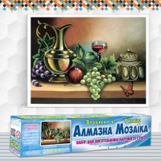 Алмазна вишивка (набір) Бокал вина й фрукти