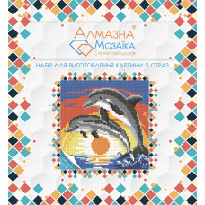 Алмазна вишивка (набір) Пара дельфінів