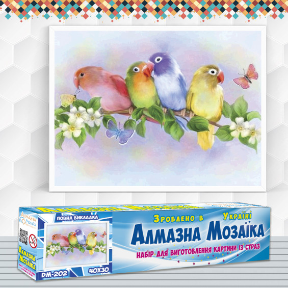 Алмазна вишивка (набір) Закохані папуги