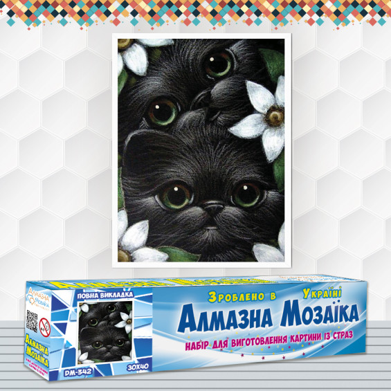 Алмазна вишивка (набір) Зеленоокі кошенята