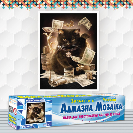 Diamond embroidery (set) Cat and money