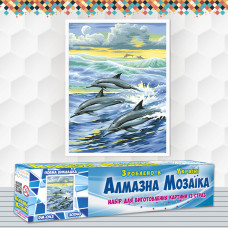 Алмазна вишивка (набір) Сім'я дельфінів