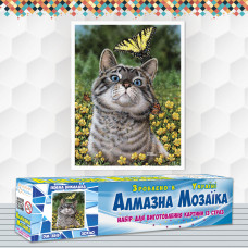 Diamond Embroidery (set) - Cat with a butterfly