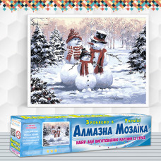 Алмазна вишивка (набір) Сім'я сніговиків Алмазна вишивка (набір) Сім'я сніговиків