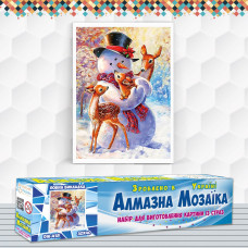 Алмазна вишивка (набір) Cніговик і олені