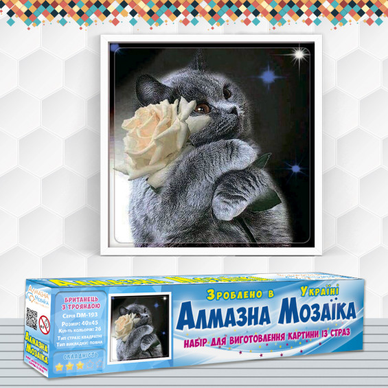 Алмазна вишивка (набір) Британець з розою